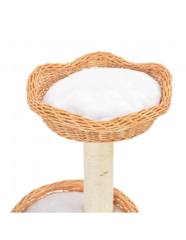 Albero per Gatti con Tiragraffi in Legno di Salice Naturale