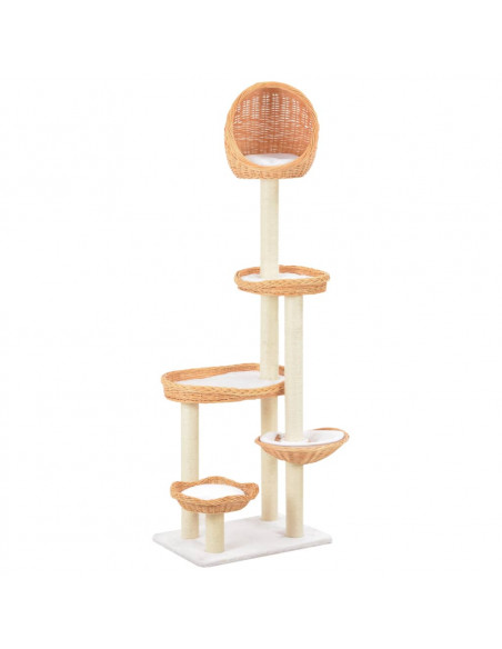 Albero per Gatti con Tiragraffi in Legno di Salice Naturale