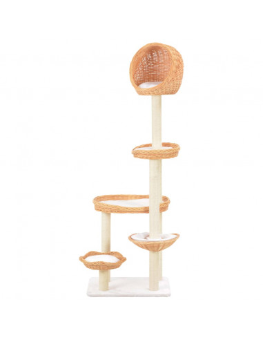 Albero per Gatti con Tiragraffi in Legno di Salice Naturale