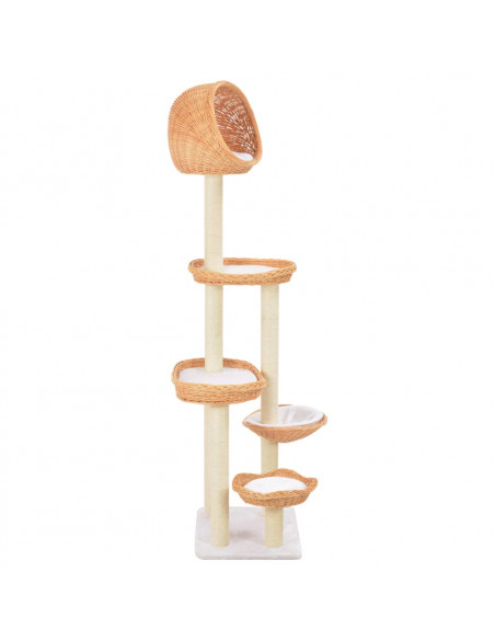 Albero per Gatti con Tiragraffi in Legno di Salice Naturale