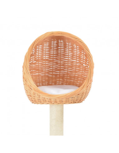 Albero per Gatti con Tiragraffi in Legno di Salice Naturale