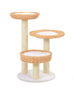 Albero per Gatti con Tiragraffi in Legno di Salice Naturale 2