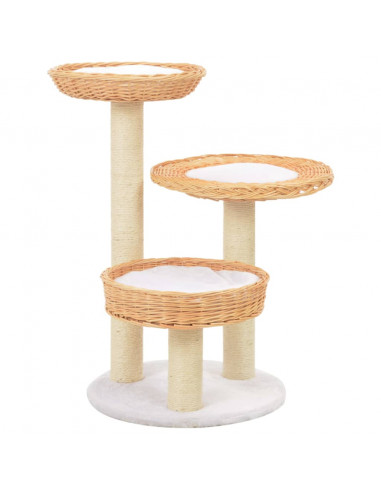 Albero per Gatti con Tiragraffi in Legno di Salice Naturale