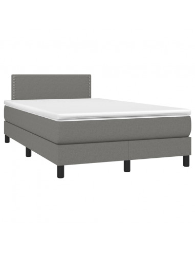 Letto a Molle Materasso e LED Grigio Scuro 120x190cm in Tessuto