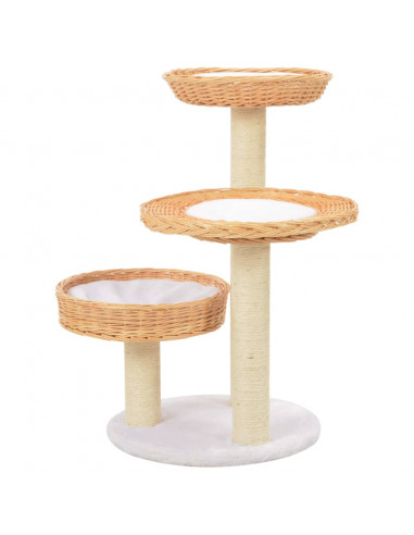 Albero per Gatti con Tiragraffi in Legno di Salice Naturale