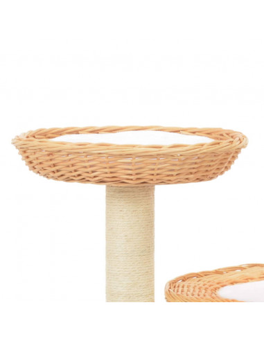 Albero per Gatti con Tiragraffi in Legno di Salice Naturale