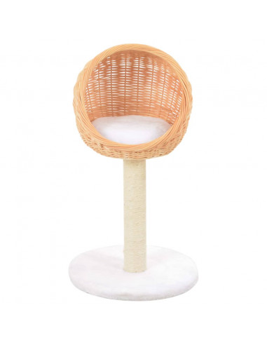 Albero per Gatti con Tiragraffi in Legno di Salice Naturale