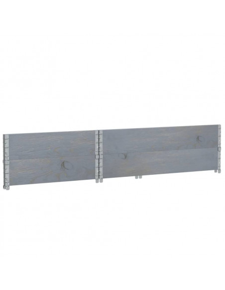 Paretali per Pallet 2pz Grigi 120x80cm Legno Massello di Pino