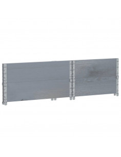 Paretali per Pallet 2pz Grigi 80x60cm in Legno Massello di Pino