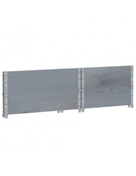 Paretali per Pallet 2pz Grigi 80x60cm in Legno Massello di Pino