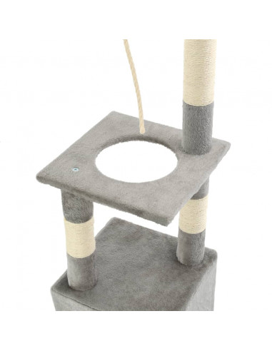 Albero per Gatti con Tiragraffi in Sisal 109 cm Grigio