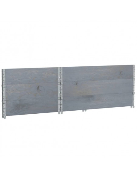 Paretali per Pallet 3pz Grigi 120x80cm Legno Massello di Pino