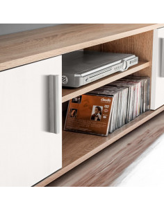 Parete Attrezzata Porta TV con Luci LED Rovere Sonoma e Bianco