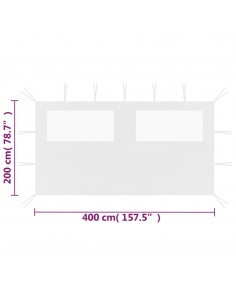 Parete con Finestre per Gazebo 4x2 m Bianca