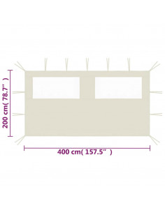 Parete con Finestre per Gazebo 4x2 m Crema