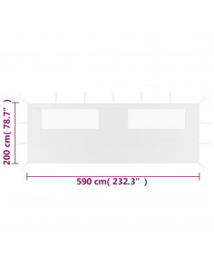 Parete con Finestre per Gazebo 6x2 m Bianca