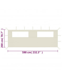 Parete con Finestre per Gazebo 6x2 m Crema