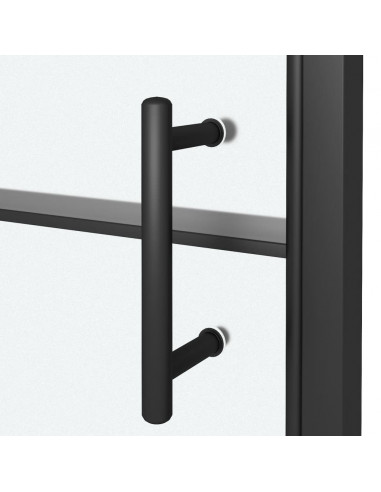 Parete Doccia 91x195 cm Vetro Temperato Semi Smerigliato Nero