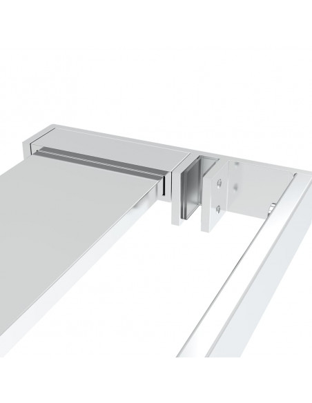Parete Doccia con Mensola Cromo 90x195cm Vetro ESG e Alluminio
