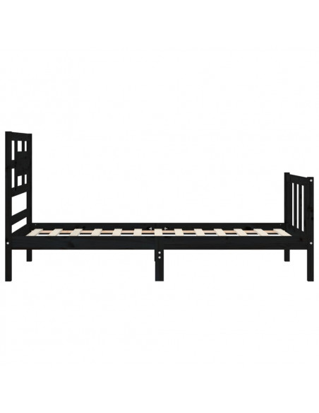 Giroletto con Testiera Nero Small Single in Legno Massello