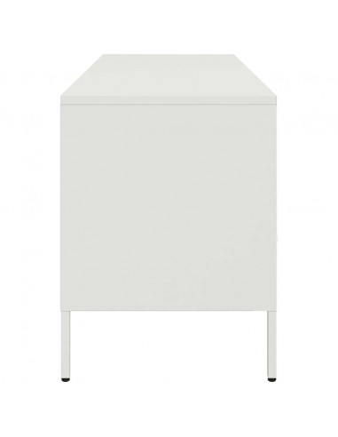 Mobile TV Bianco 100,5x39x50,5 cm in Acciaio Laminato a Freddo