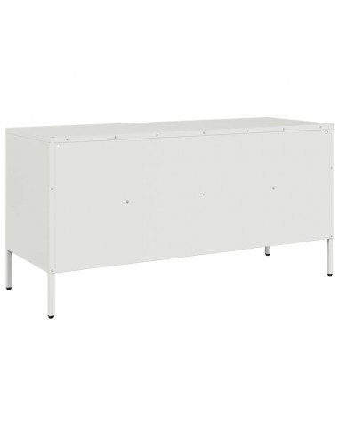 Mobile TV Bianco 100,5x39x50,5 cm in Acciaio Laminato a Freddo