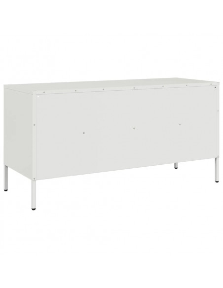 Mobile TV Bianco 100,5x39x50,5 cm in Acciaio Laminato a Freddo