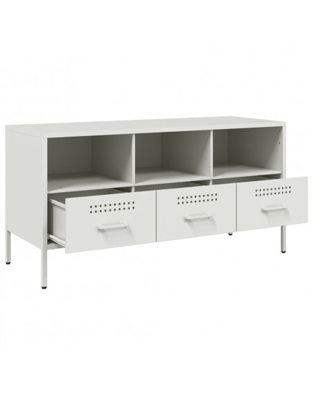 Mobile TV Bianco 100,5x39x50,5 cm in Acciaio Laminato a Freddo