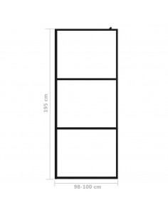 Parete Doccia Walk-in in Vetro Trasparente ESG Nera 100x195 cm