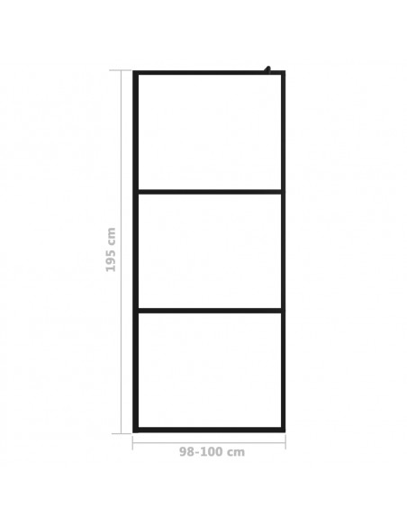 Parete Doccia Walk-in in Vetro Trasparente ESG Nera 100x195 cm