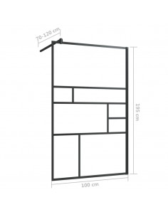 Parete Doccia Walk-in in Vetro Trasparente ESG Nera 100x195 cm