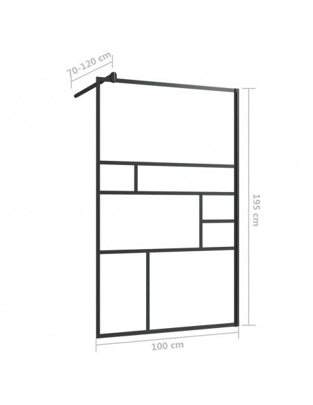 Parete Doccia Walk-in in Vetro Trasparente ESG Nera 100x195 cm