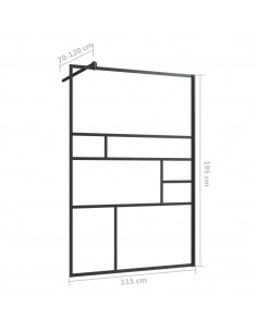 Parete Doccia Walk-in in Vetro Trasparente ESG Nera 115x195 cm