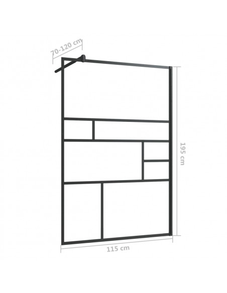 Parete Doccia Walk-in in Vetro Trasparente ESG Nera 115x195 cm
