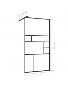 Parete Doccia Walk-in in Vetro Trasparente ESG Nera 80x195 cm