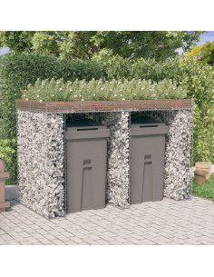 Parete Gabbioni Bidone Spazzatura 192x91x120 cm Ferro Zincato