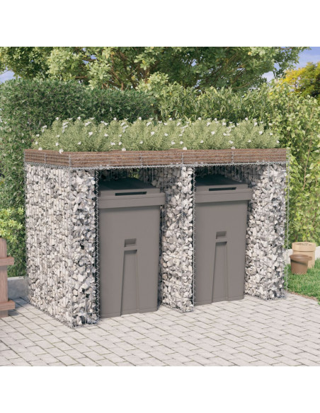 Parete Gabbioni Bidone Spazzatura 192x91x120 cm Ferro Zincato