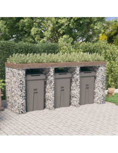 Parete Gabbioni Bidone Spazzatura 270x91x120 cm Ferro Zincato