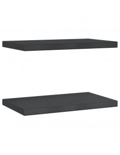 Mensole a Muro 2 pz 50x30x3 cm Nero in Acciaio Inossidabile 2