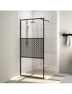 Parete per Doccia Walk-in Vetro Trasparente ESG 100x195cm Nera