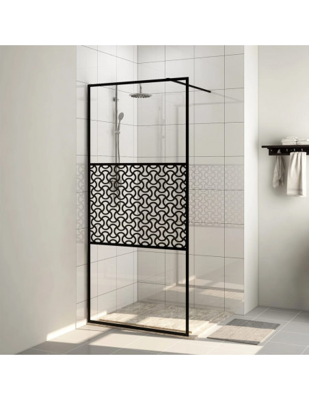 Parete per Doccia Walk-in Vetro Trasparente ESG 115x195cm Nera
