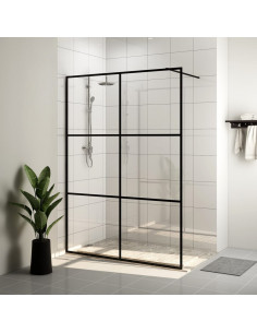 Parete per Doccia Walk-in Vetro Trasparente ESG 140x195cm Nera