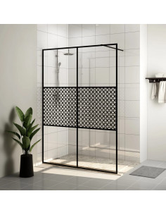Parete per Doccia Walk-in Vetro Trasparente ESG 140x195cm Nera