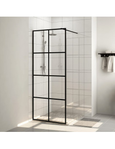 Parete per Doccia Walk-in Vetro Trasparente ESG 80x195 cm Nera