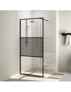 Parete per Doccia Walk-in Vetro Trasparente ESG 80x195 cm Nera