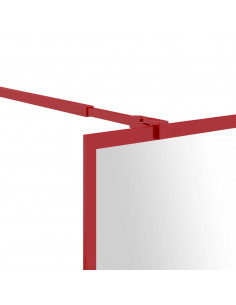 Parete per Doccia Walk-in Vetro Trasparente ESG 80x195 cm Rossa