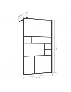Parete per Doccia Walk-in Vetro Trasparente ESG 90x195 cm Nera