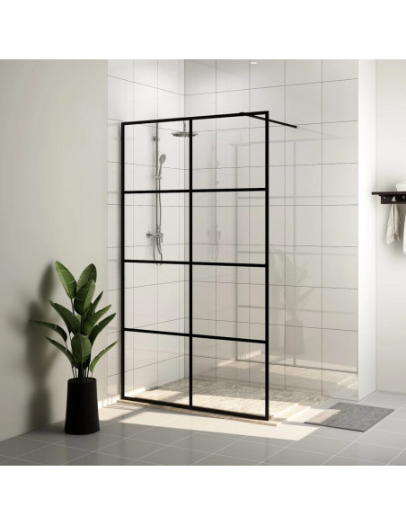 Parete per Doccia Walk-in Vetro Trasparente ESG 90x195 cm Nera