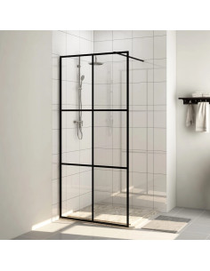 Parete per Doccia Walk-in Vetro Trasparente ESG 90x195 cm Nera