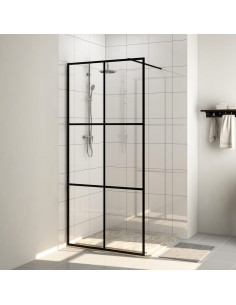 Parete per Doccia Walk-in Vetro Trasparente ESG Nera 100x195 cm